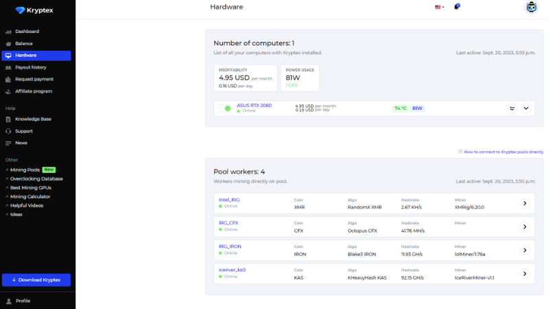 Kryptex, Mining a passive income